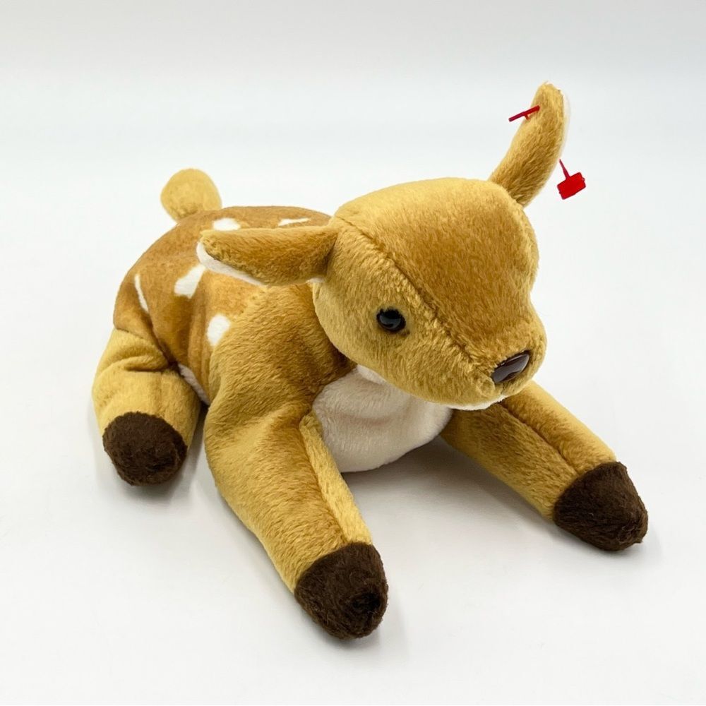 TY Beanie Baby WHISPER‎ THE DEER Small Plush Spotted Fawn Stuffed Animal Toy